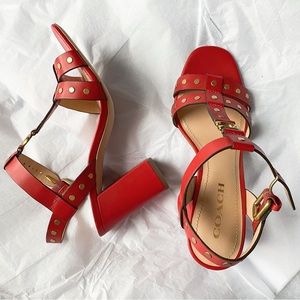 COACH Margaret Sandal Red Leather Size 8 USED LIKE NEW
